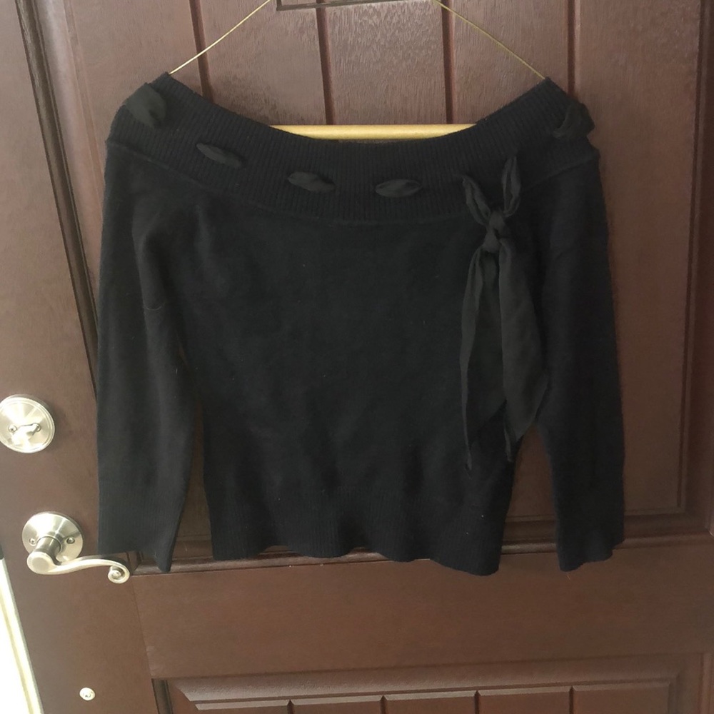 Copper key Black thin sweater with sheer tie